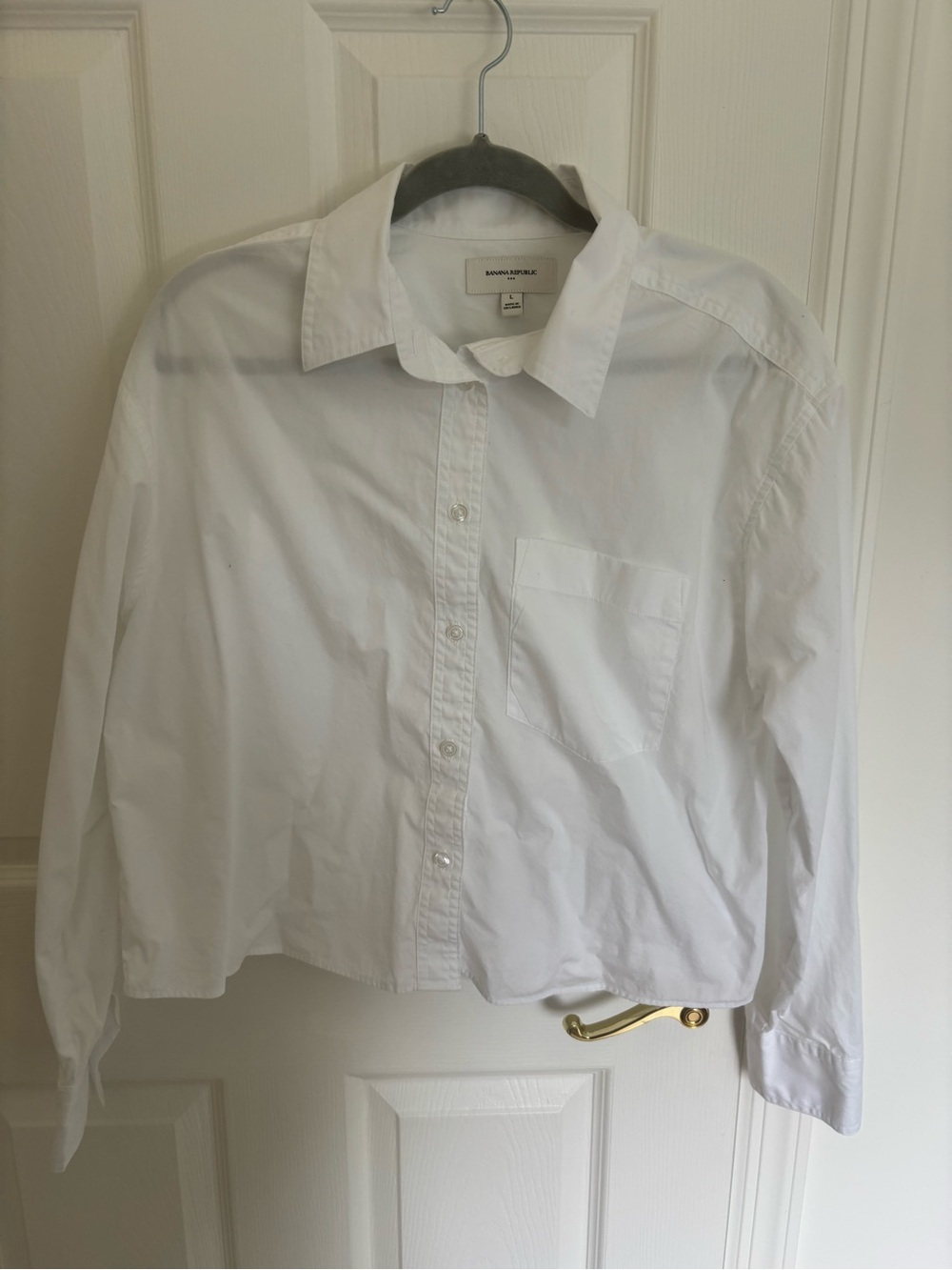 Banana Republic Crop White Collared Button Shirt